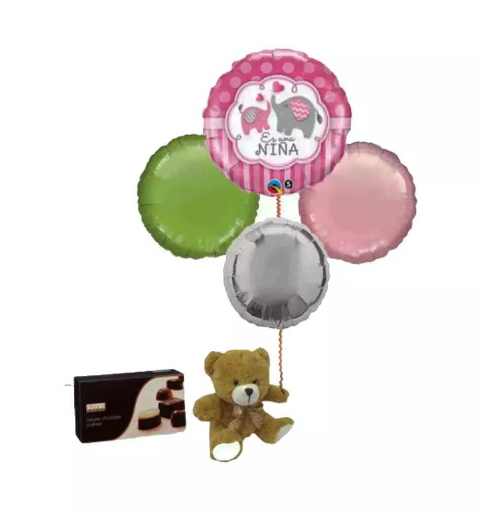 Bundle Of Balloons And Teddy