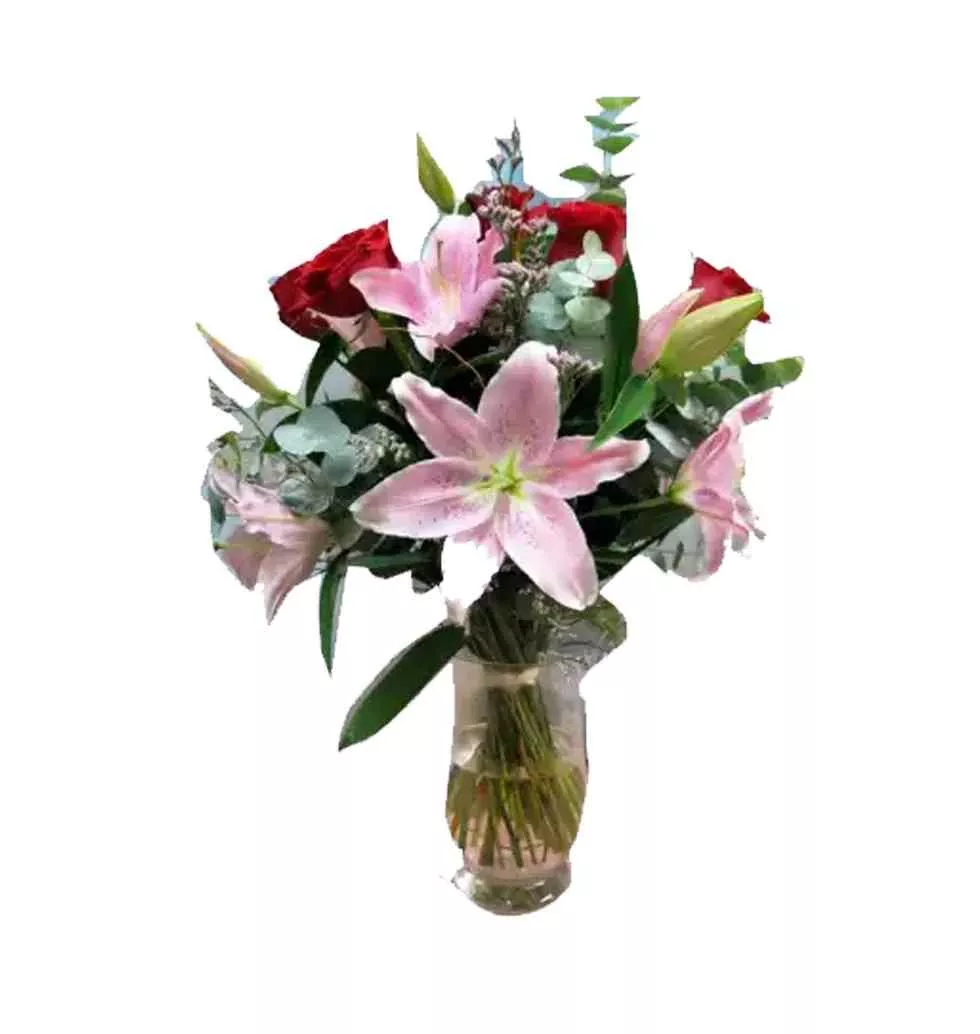 Romantic Lily and Rose Bouquet