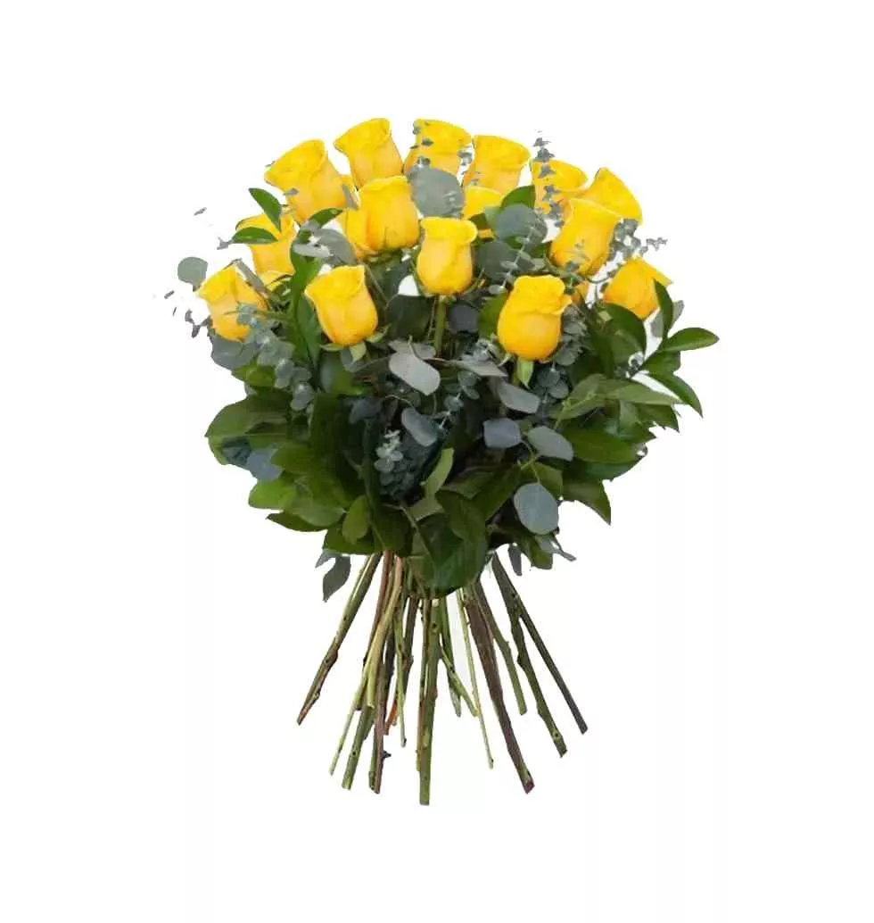 Vibrant 18 Yellow Rose Bouquet