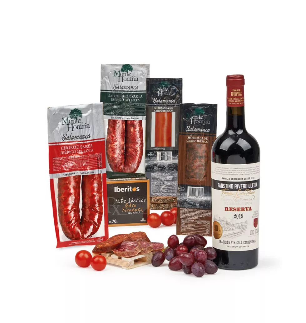 Luxurious Iberian Ham & Red Wine Basket