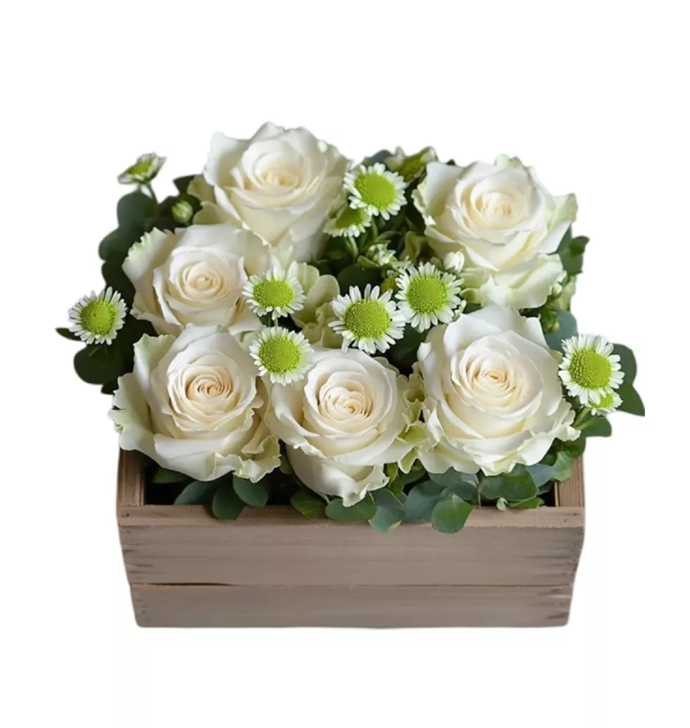 Aromatic White Rose Gift Box