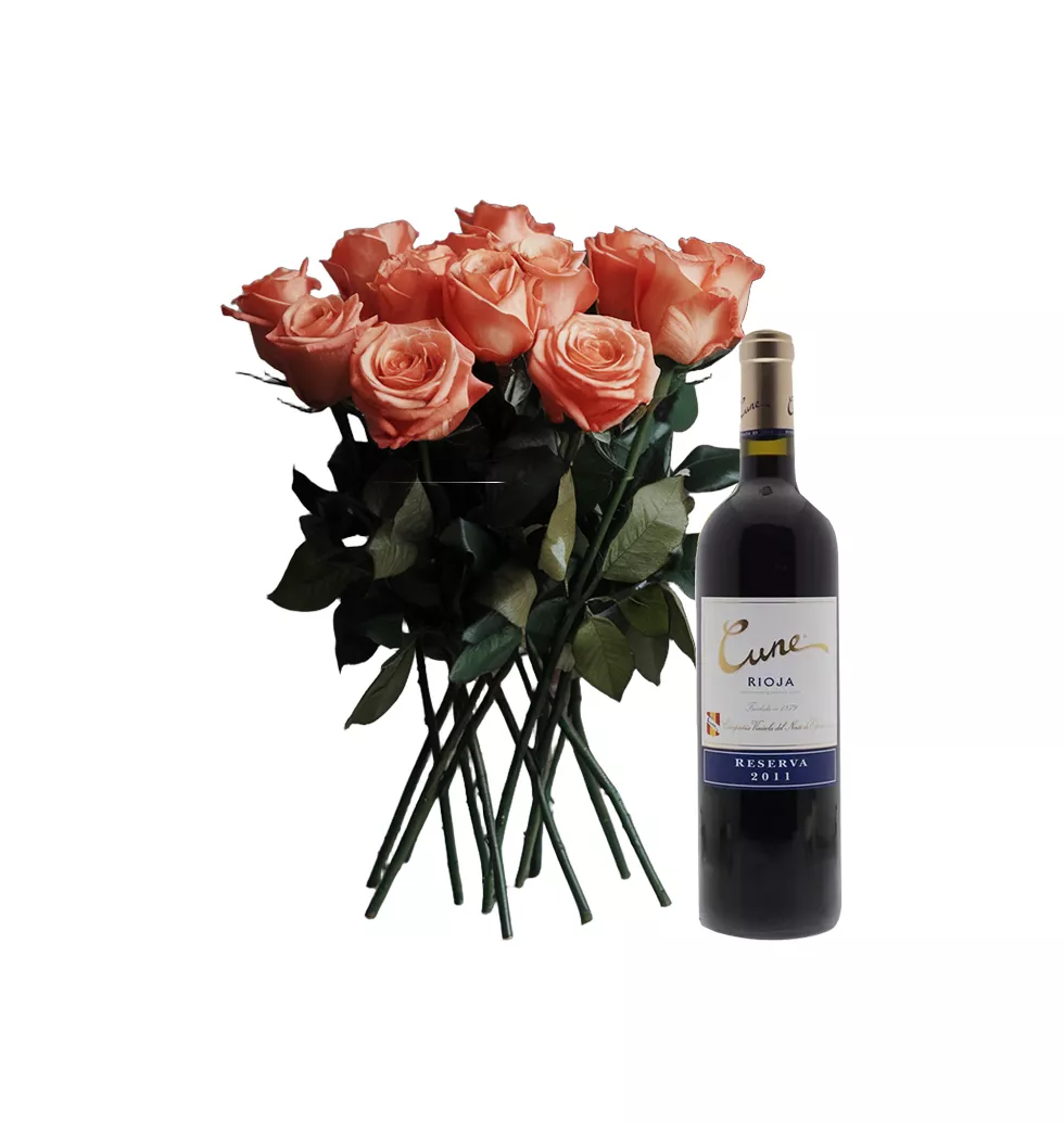 Outstanding Roses and Red Wine